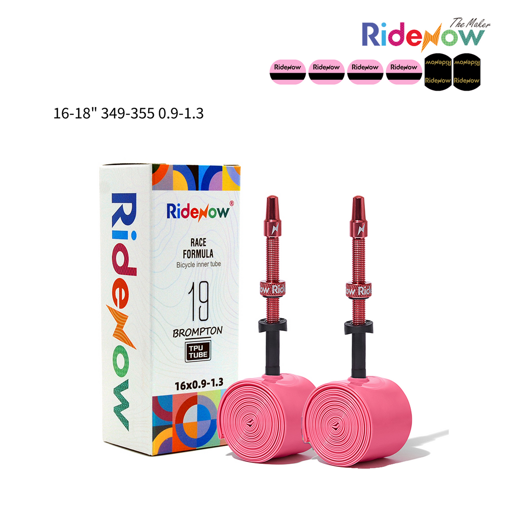 RideNow TPU Inner tube Aluminum Alloy Valve 2PC for Brompton/Birdy 16-18" 349-355 0.9-1.3