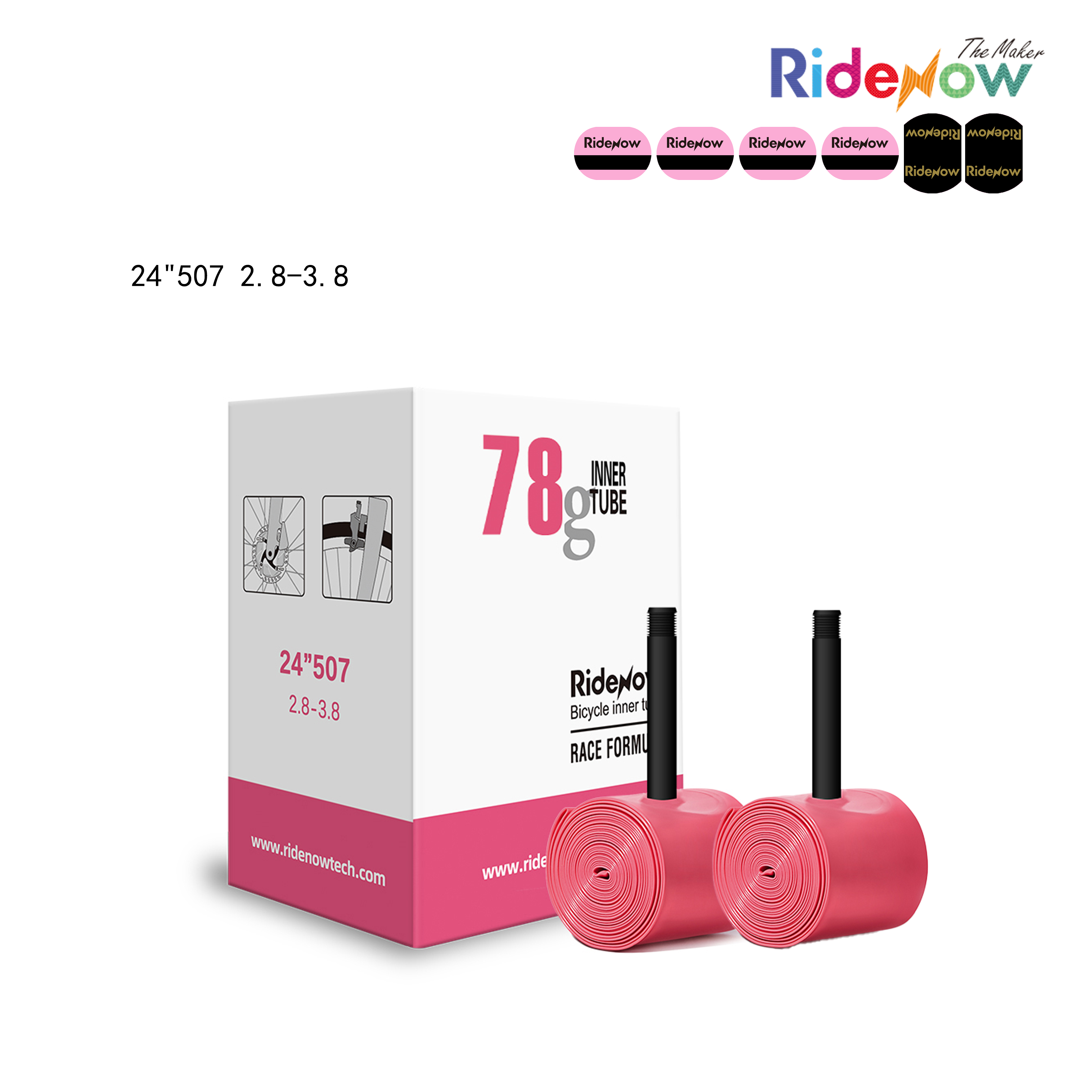 RideNow TPU Inner tube 2PC for Fatbike for 24"507 2.8-3.8