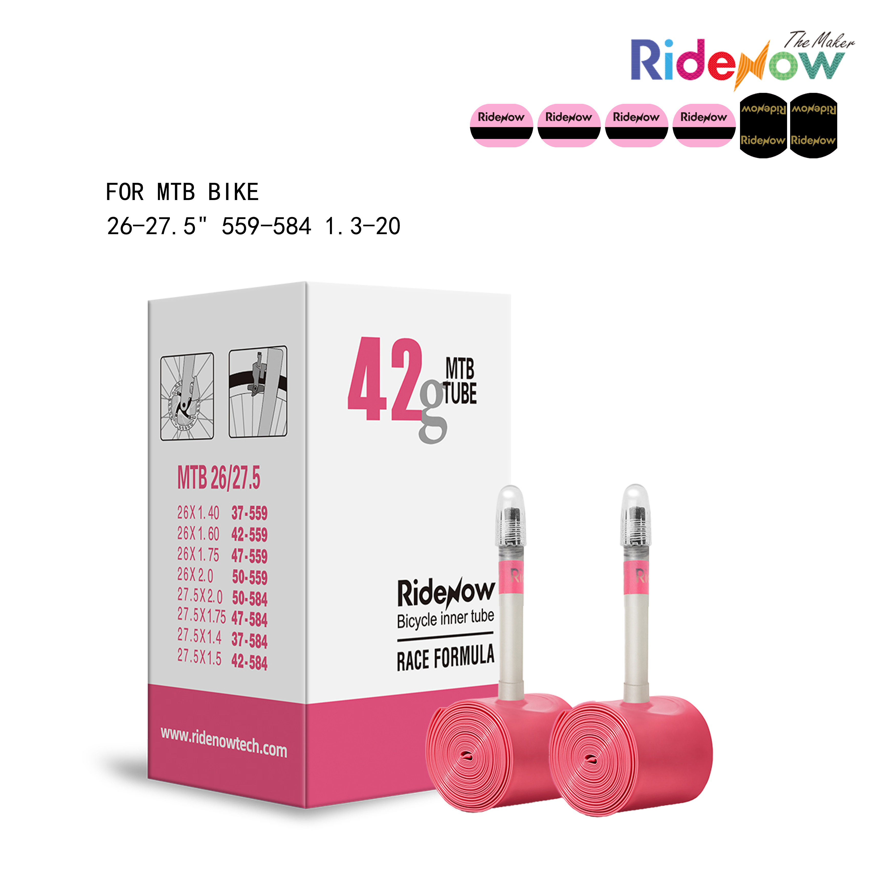 RideNow TPU Inner tube 2PC for MTB Bike 26-27.5" 559-584 1.3-20