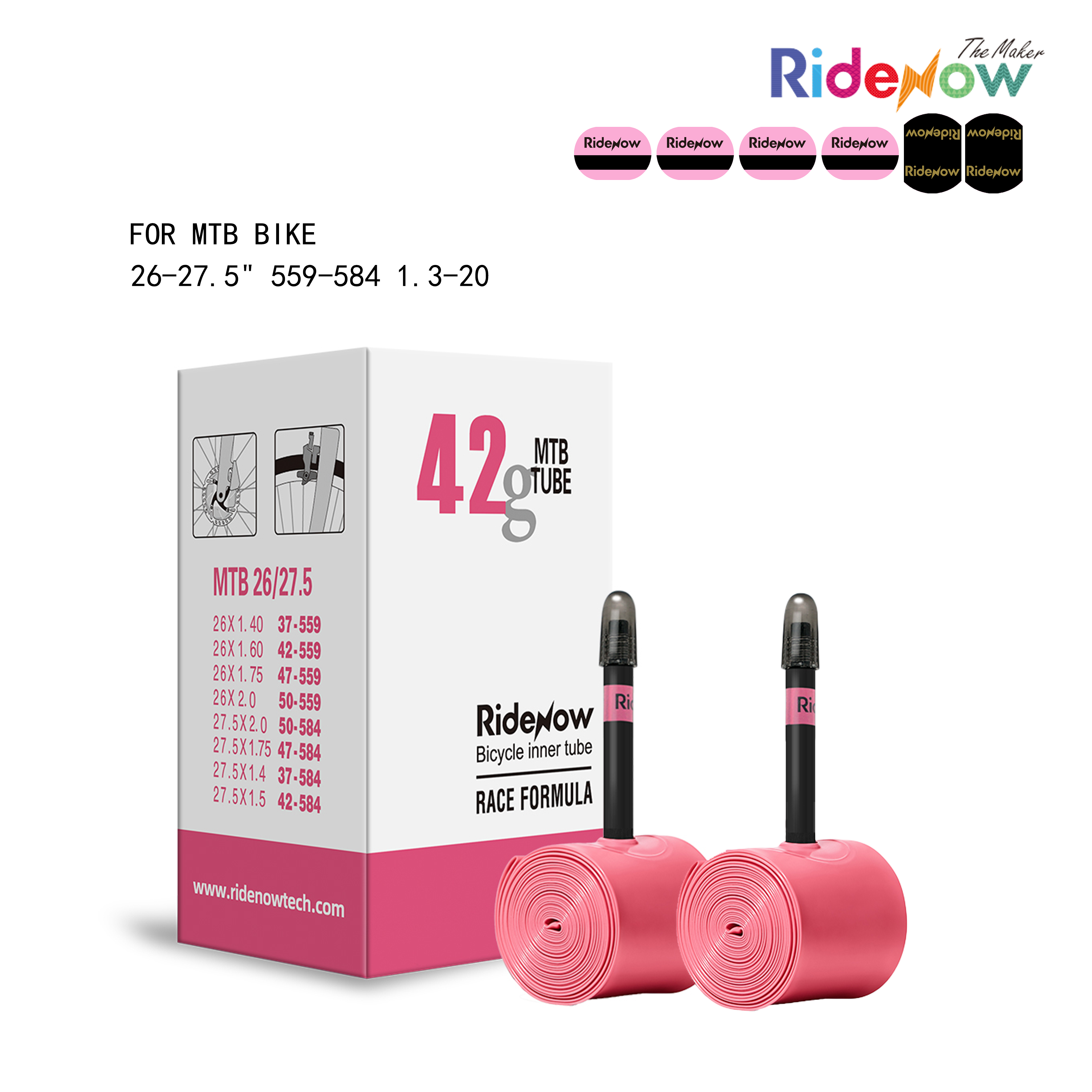 RideNow TPU Inner tube 2PC for MTB Bike 26-27.5" 559-584 1.3-20