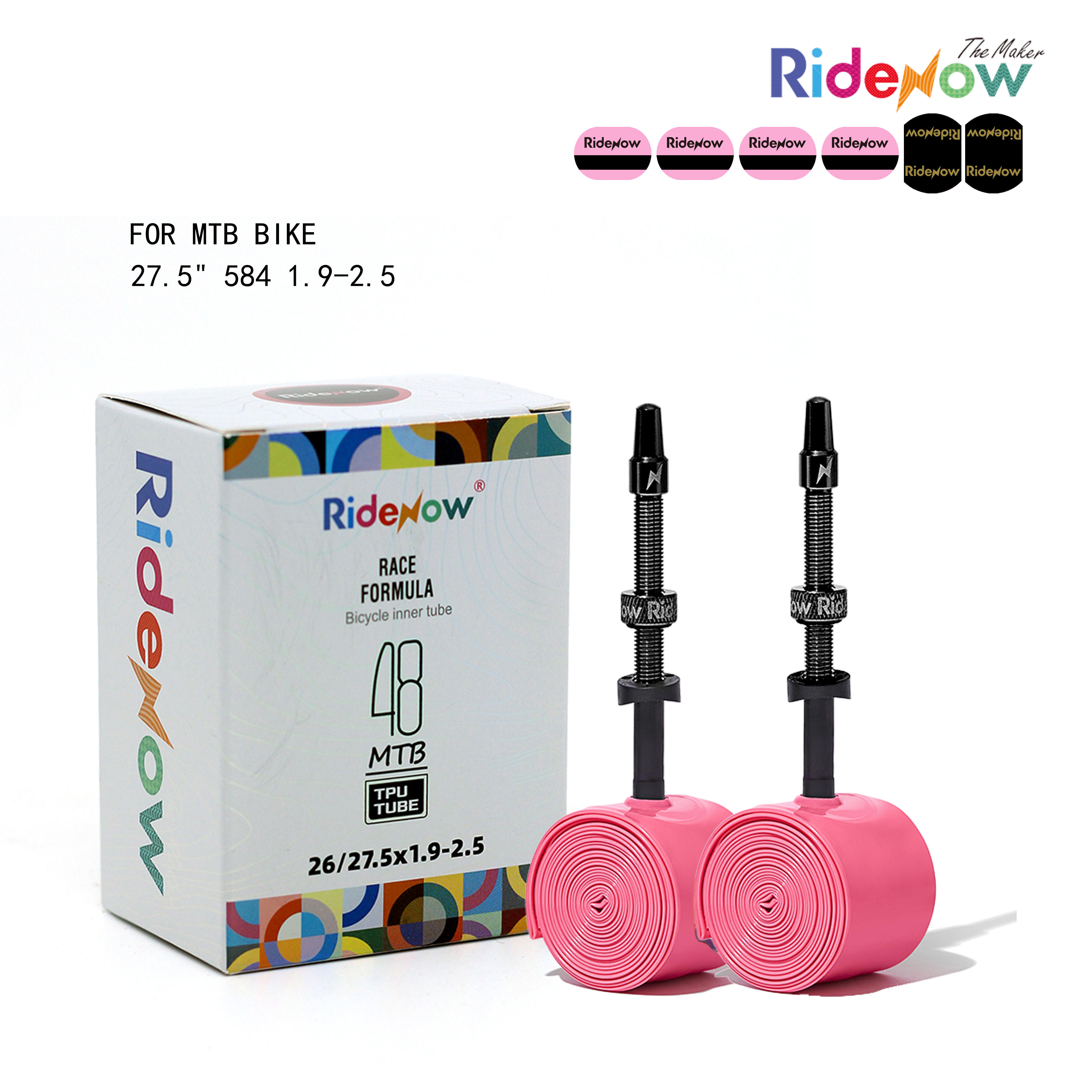 RideNow TPU Inner tube Aluminum Alloy Valve 2PC for MTB Bike 27.5" 584 1.9-2.5