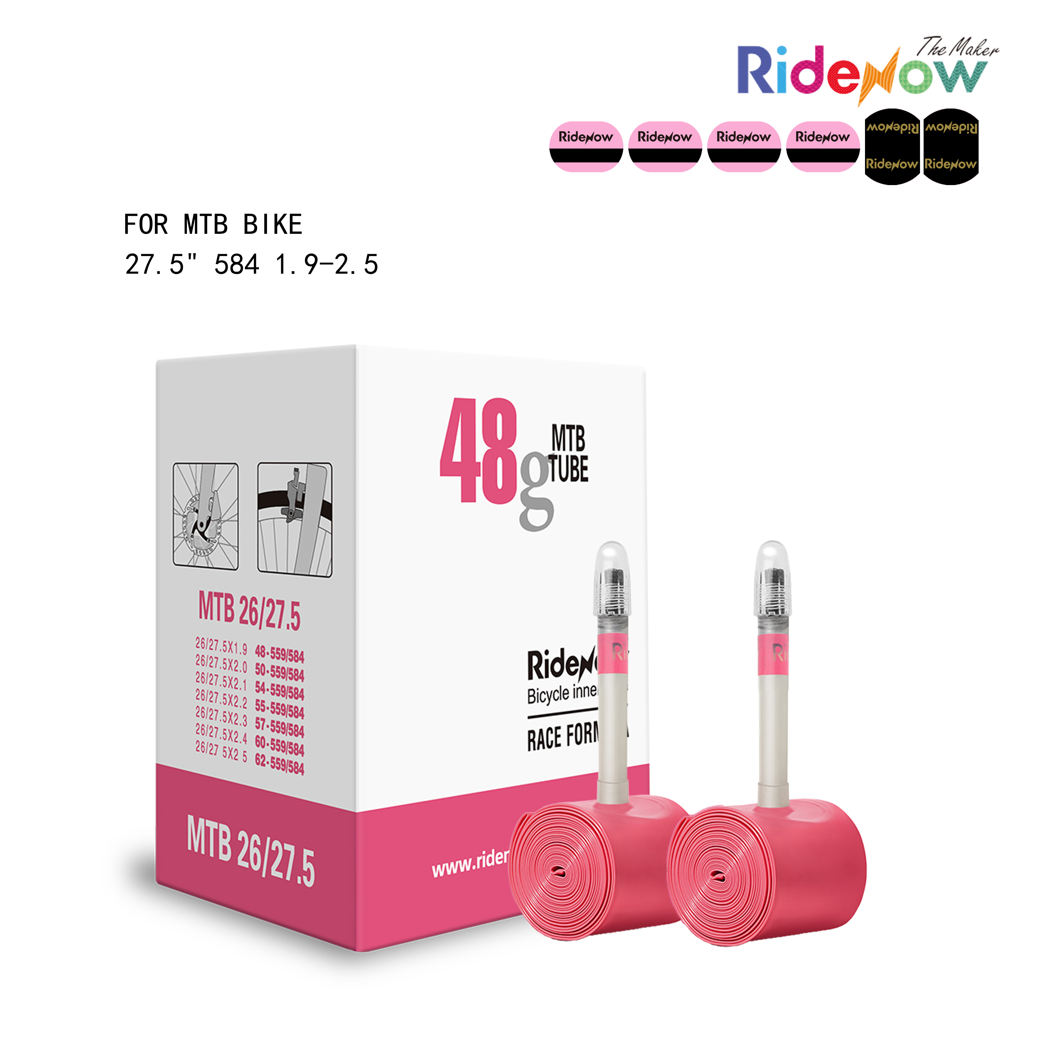 RideNow TPU Inner tube 2PC for MTB Bike 27.5" 584 1.9-2.5