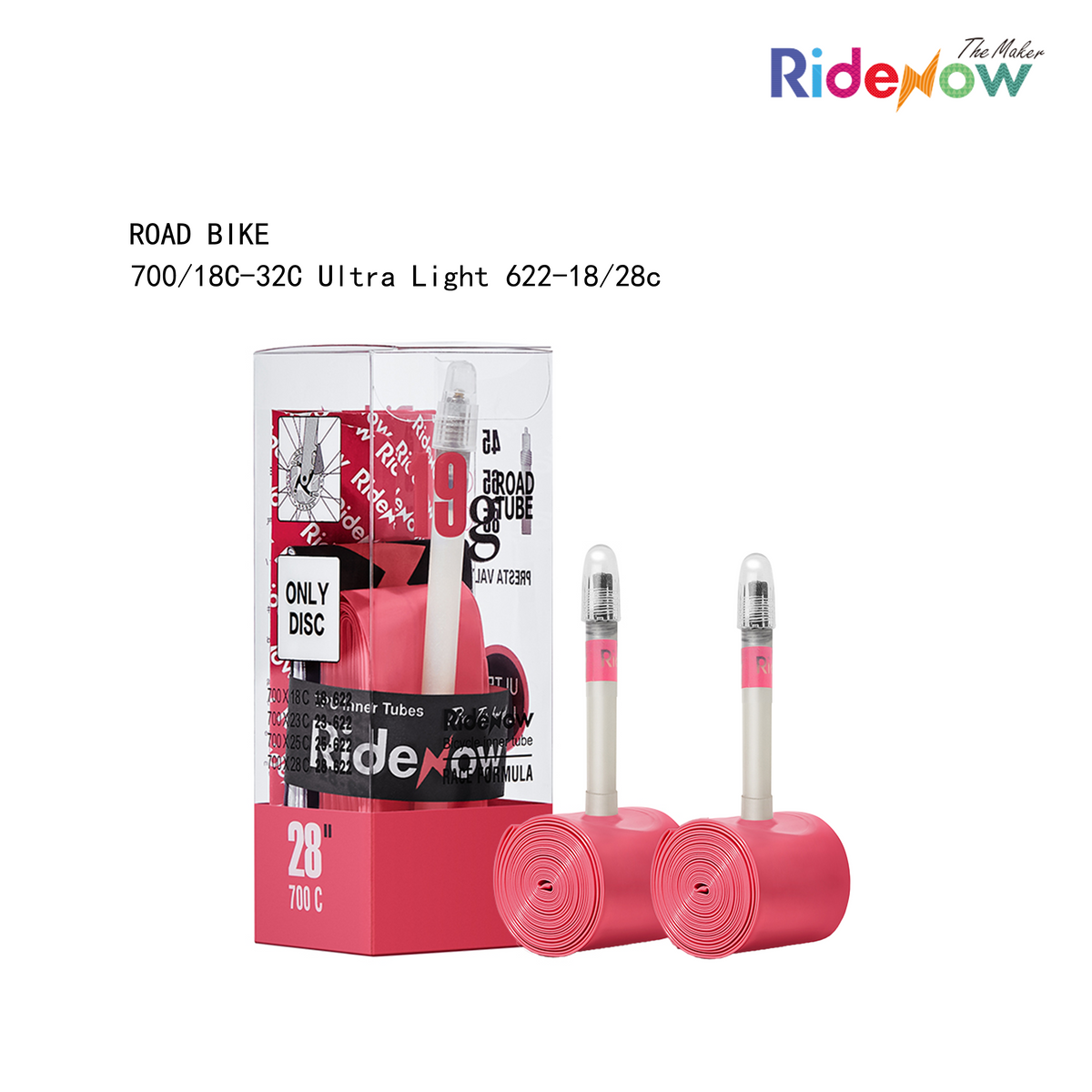 RideNow TPU Inner tube 2PC for Road Bike 700/18C-32C ULTRA LIGHT 622-18/28C
