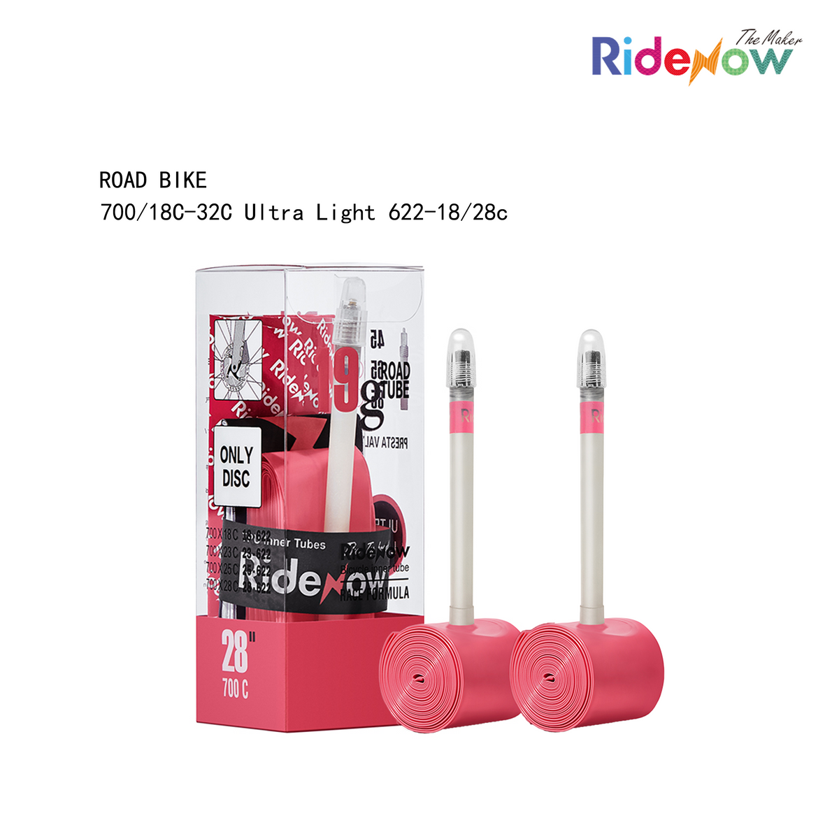 RideNow TPU Inner tube 2PC for Road Bike 700/18C-32C ULTRA LIGHT 622-18/28C