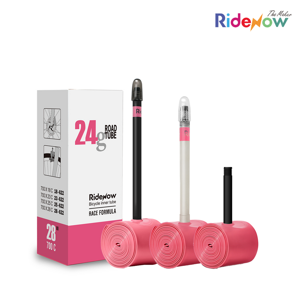 RideNow TPU Inner Tube Road Bike 700x18-28C, 700x18-32C, 700x28-38C, 2 Pack | 700C bicycle inner tube with Presta valve 45/65/85 mm, 19g/24g/36g/39g